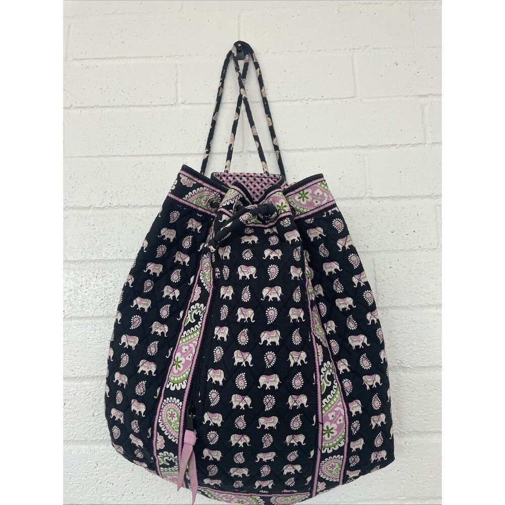 Vera Bradley Handbag Lightweight Drawstring Backpack Pink Elephant Retired Vtg